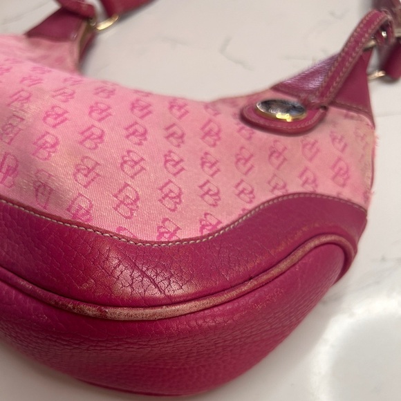 Dooney & Bourke Vintage Pink Canvas/ Leather Signature Hobo Shoulder Bag- REHAB - Picture 11 of 16